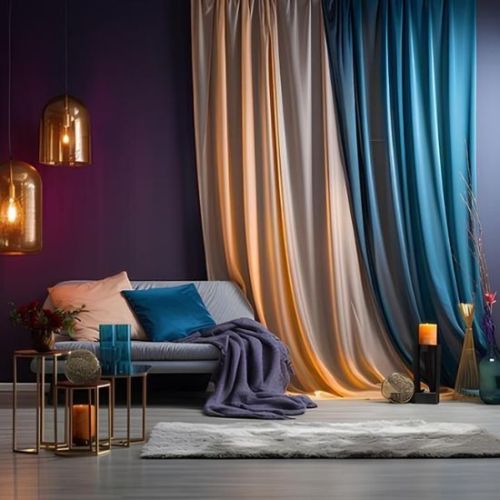 Orange-and-Blue-linen-curtains